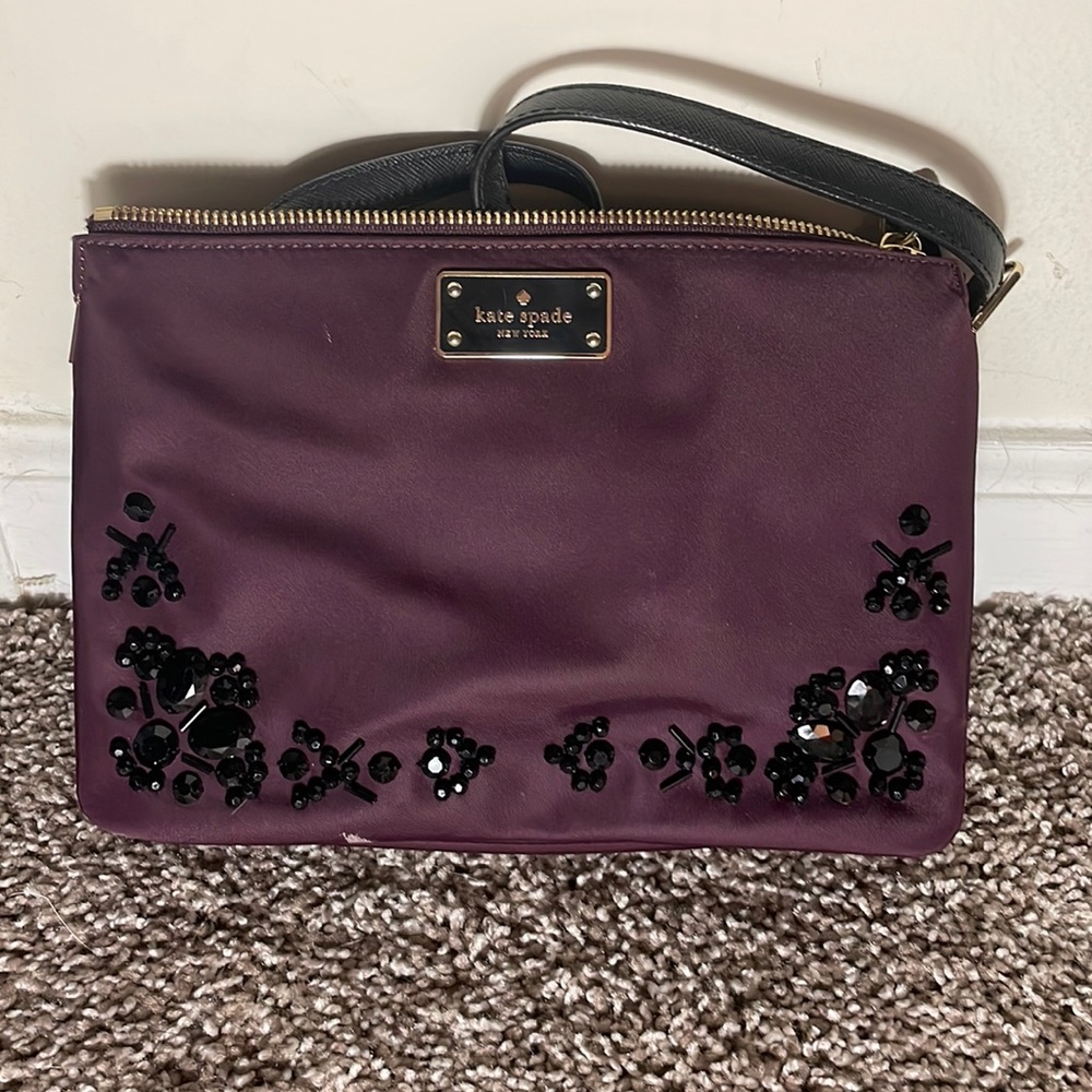 Kate Spade small/medium sized cross body with beading and leather strap